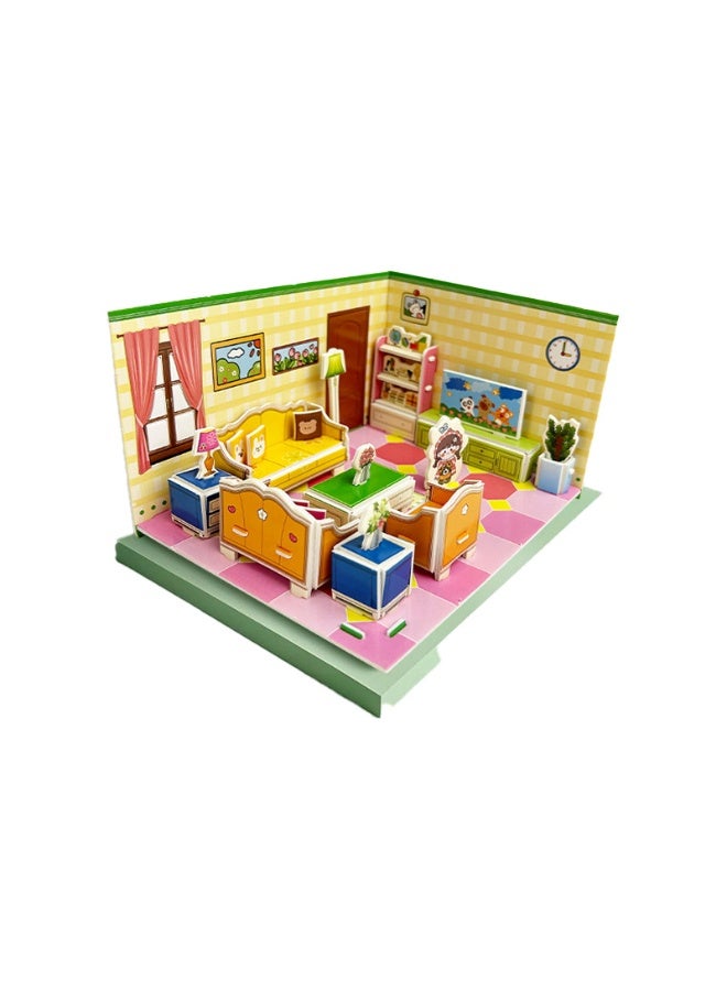 Capstro 3D DIY Paper House Puzzle – Creative Build-It-Yourself Room Puzzle for Kids | Hands-On Construction Play & Screen-Free Learning Activity – Living Room Scene - Image 1